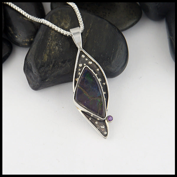 ammolite and amethyst pendant