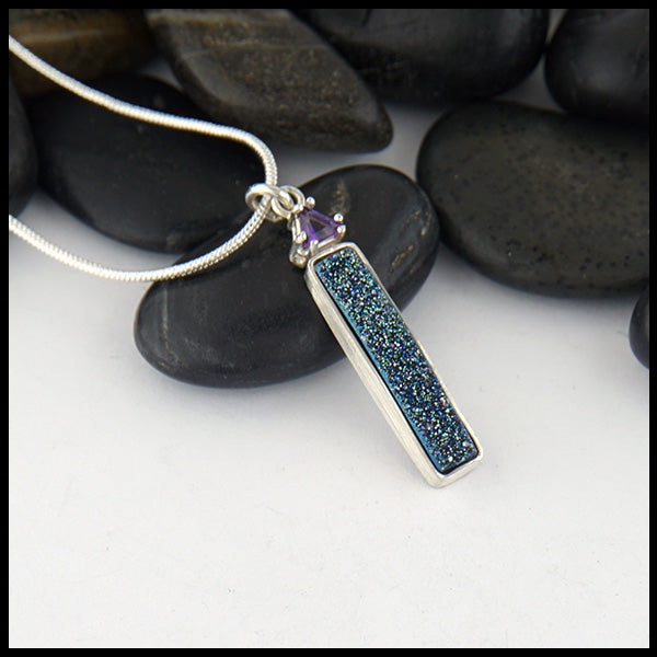 Amethyst and druzy pendant