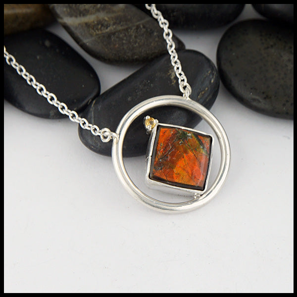 ammolite and citrine pendant