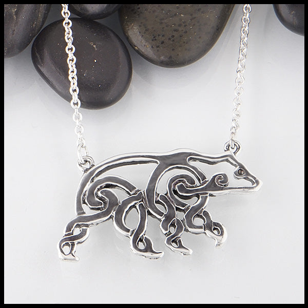 Celtic Bear Pendant in sterling silver. 