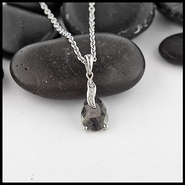 Salt and Pepper Diamond Teardrop Pendant