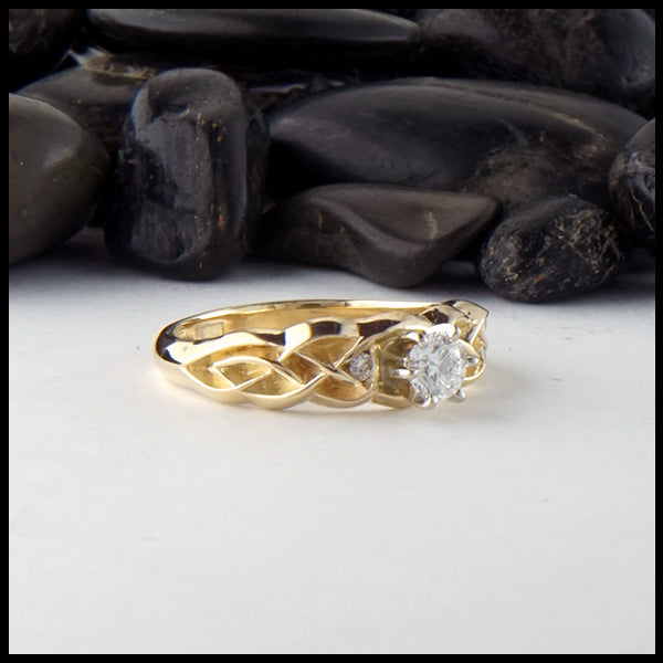 Celtic ring with reclaimed diamonds