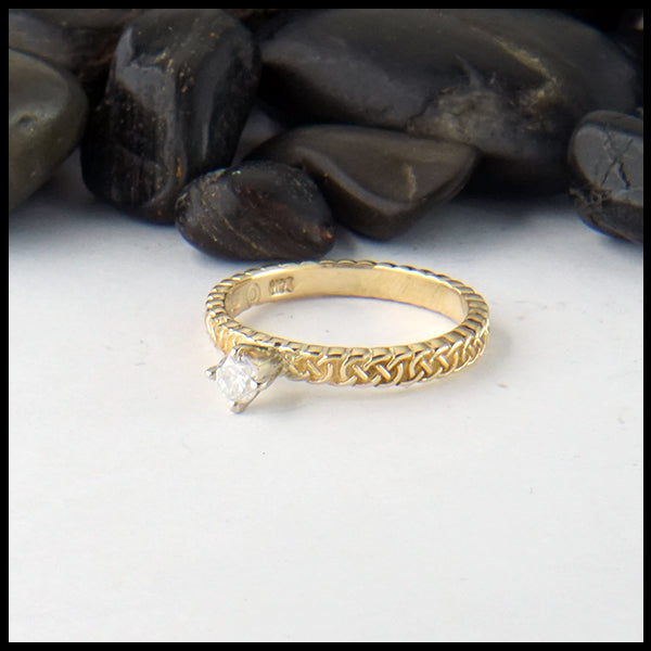 Josephine's Knot ring in 14K Yellow Gold with Reclaimed Diamond