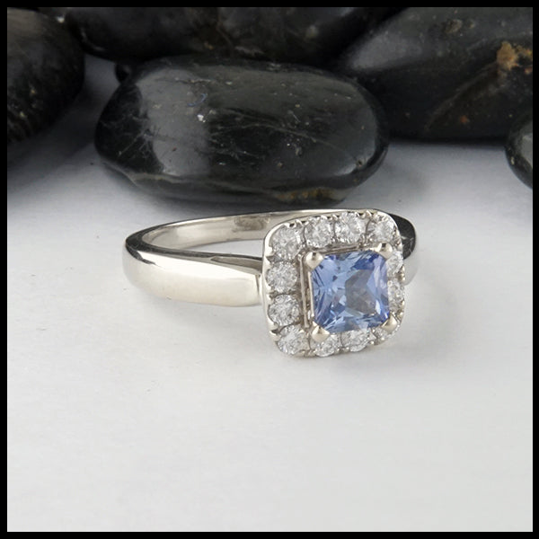 Ceylon Sapphire Halo Ring