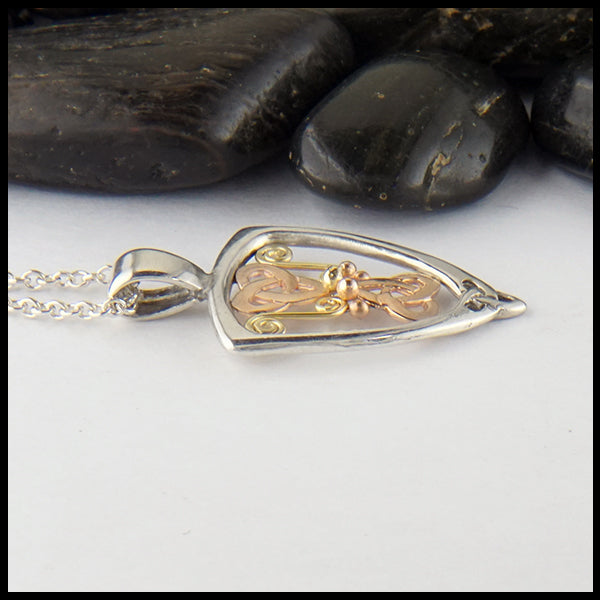 Profile view of custom Celtic Heart Pendant