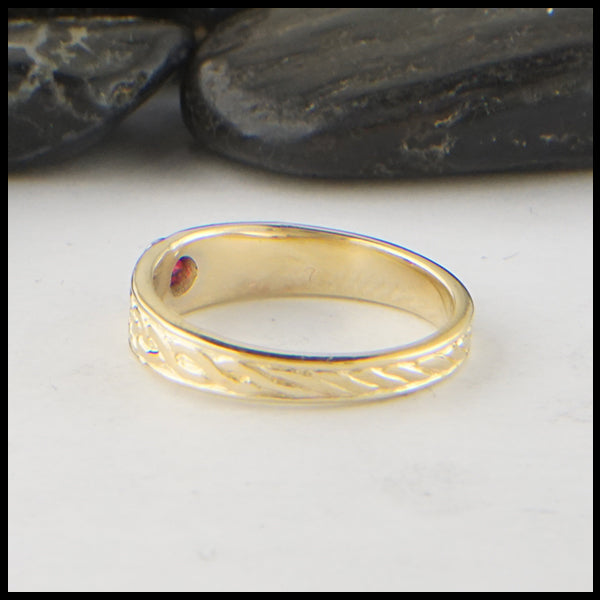 reverse view of celtic ring with ruby
