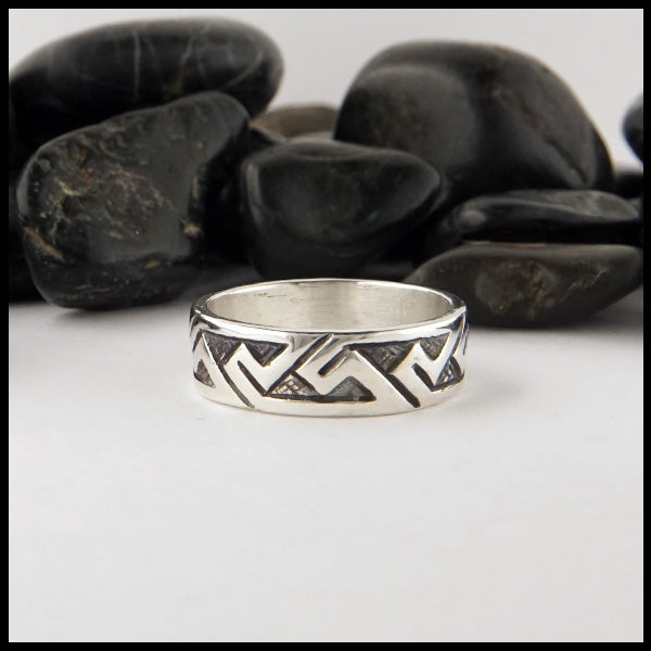 Pictish key pattern ring in sterling silver