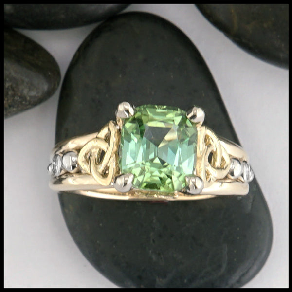 Trinity Knot Ring with Tourmaline