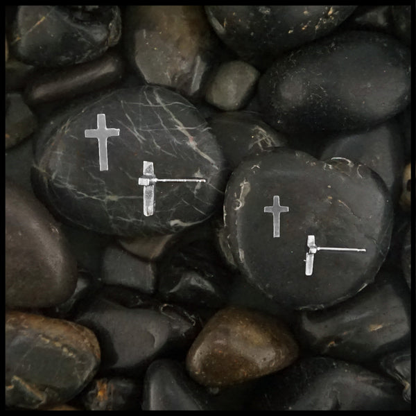 celtic cross posts in silver 