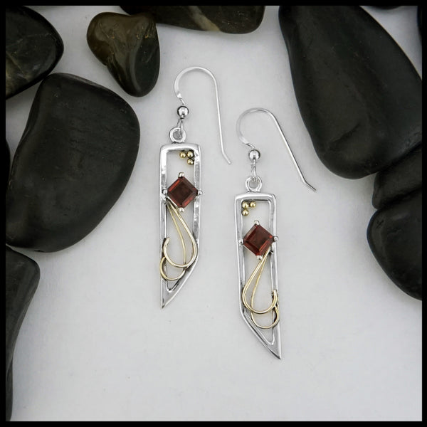 drop earrings with garnet 