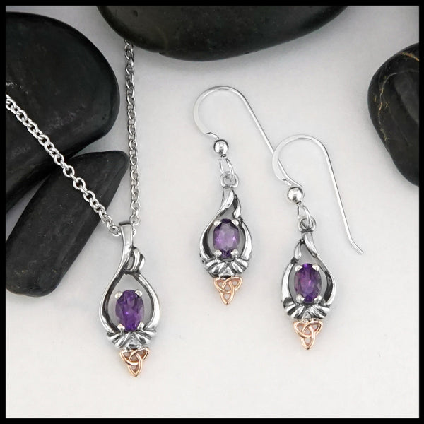 amethyst trinity knot set 