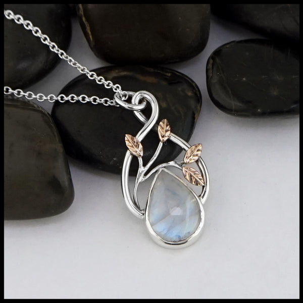 Leaf and Vine Pendant with Moonstone