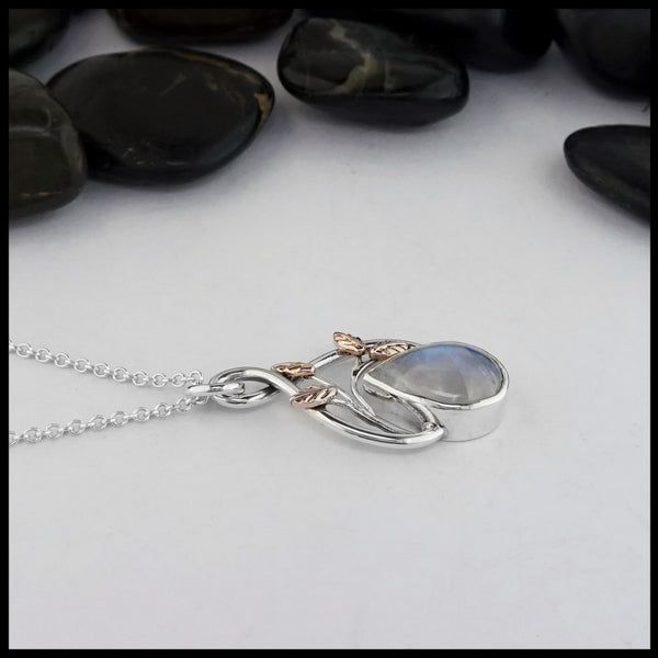 Leaf and Vine Pendant with Moonstone