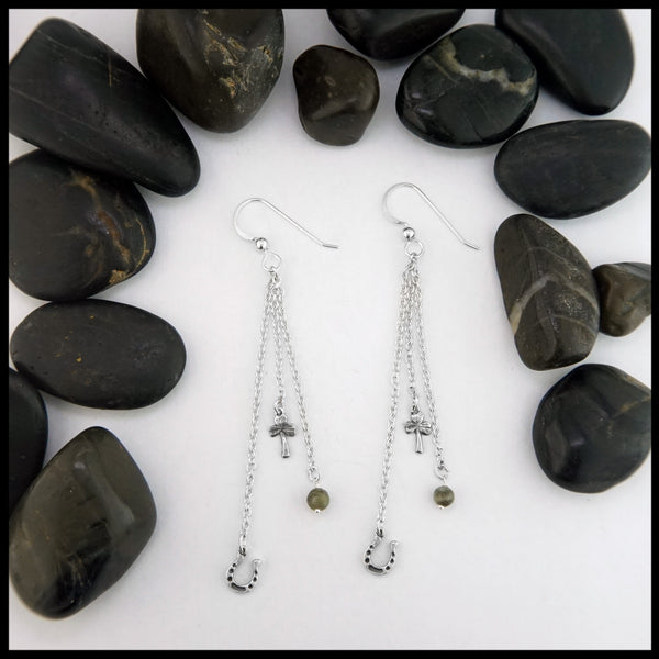 Celtic Drop earrings with Connemara Marble