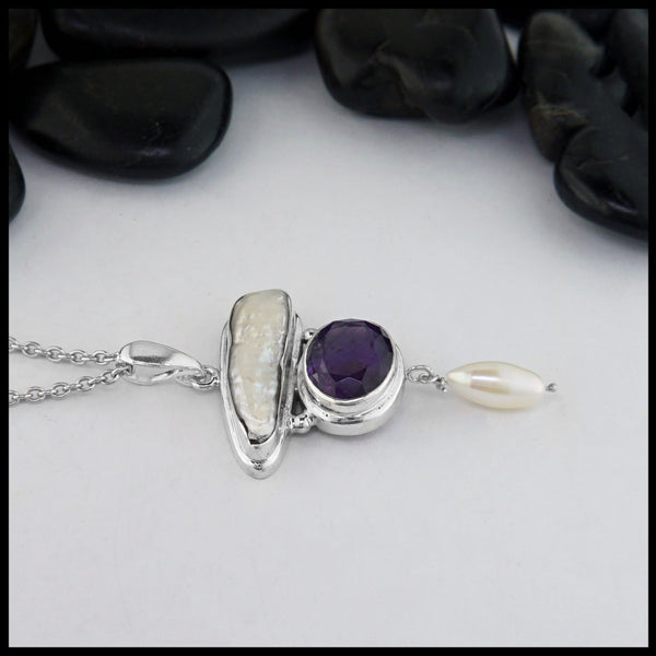 amethyst pendant with pearl 