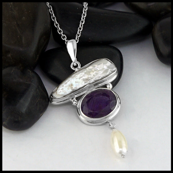 amethyst pendant with pearl 