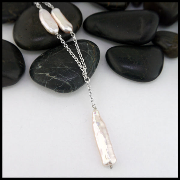 pink biwa pearl pendant