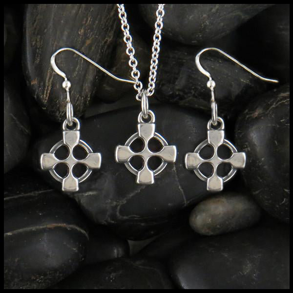 small celtic cross earrings sterling silver equal arms drop walker metalsmiths