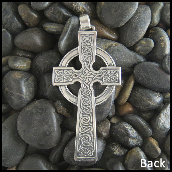 Large Celtic Dove and Trinity Cross in Sterling Silver with Gemstones