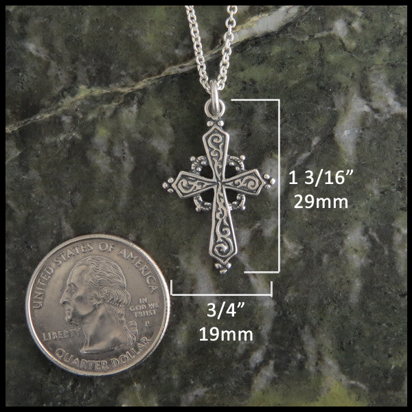 Feminine Medieval Celtic Cross in Sterling Silver