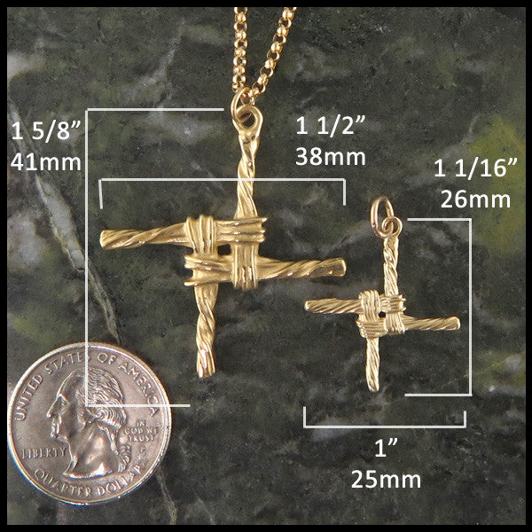 Traditional St Brigid Celtic Cross Necklace in 14K Gold