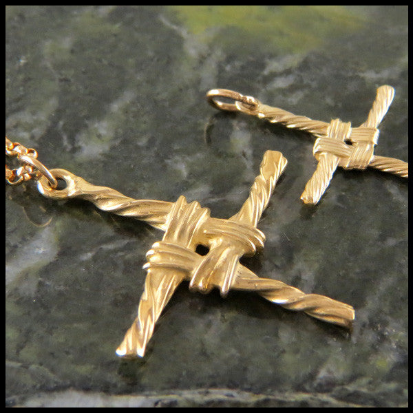 Traditional St Brigid Celtic Cross Necklace in 14K Gold