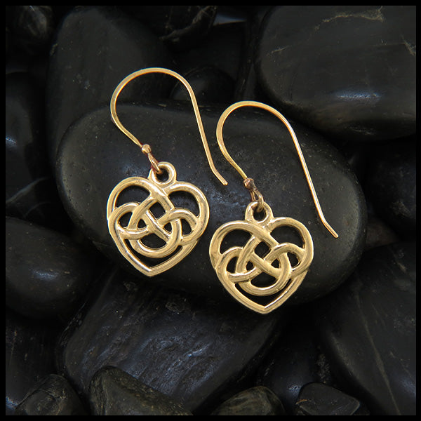 gold robins heart earrings