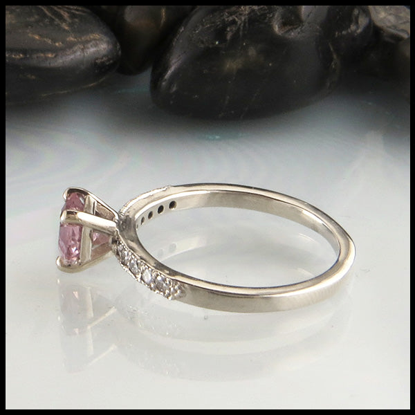 White Gold Pink Sapphire Engagement Ring