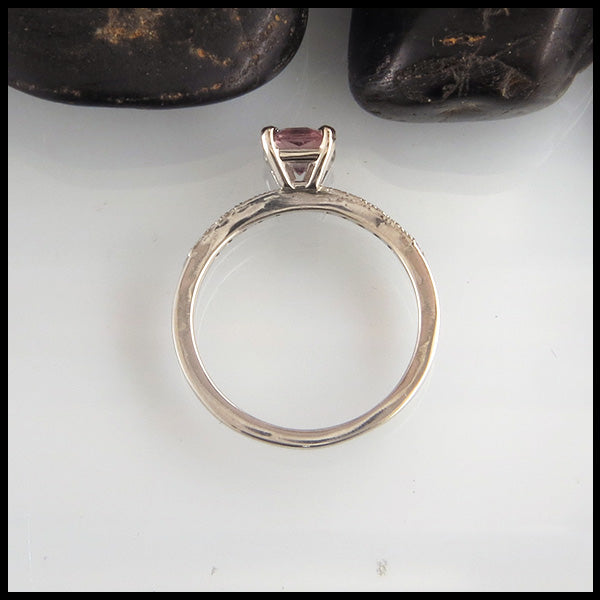 Pink Sapphire Ring in profile
