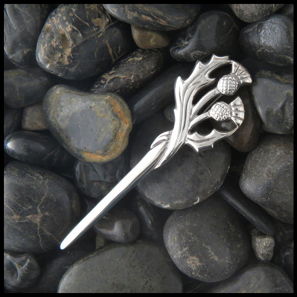 Multi Thistle Kilt pin in sterling silver