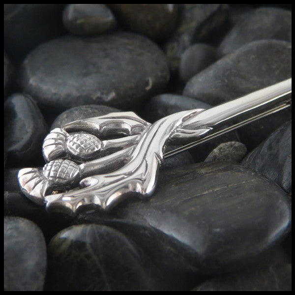 Multi Thistle Kilt pin in sterling silver