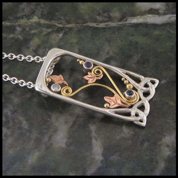 Celtic Floral Mother's pendant in Sterling Silver and Gold