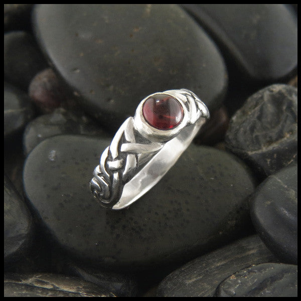 Spiral Knot Celtic Ring with Gemstones in Sterling Silver