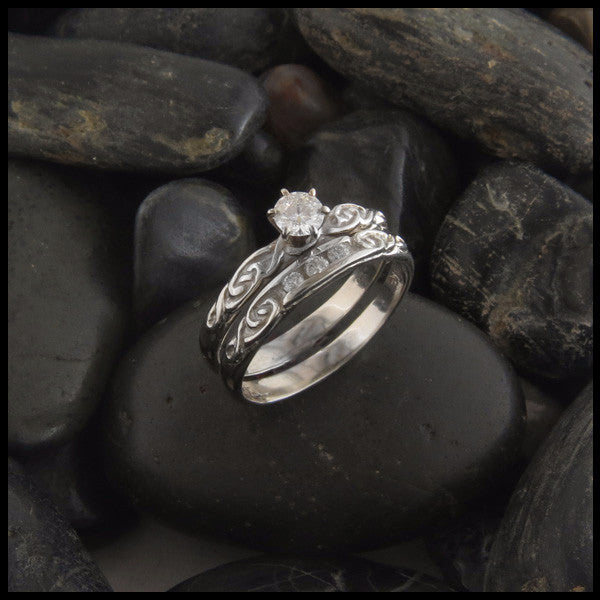 Simple Celtic Knot Diamond Wedding Ring Set