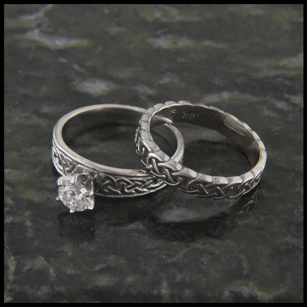 Celtic Knot Diamond Wedding and Engagement Ring Set