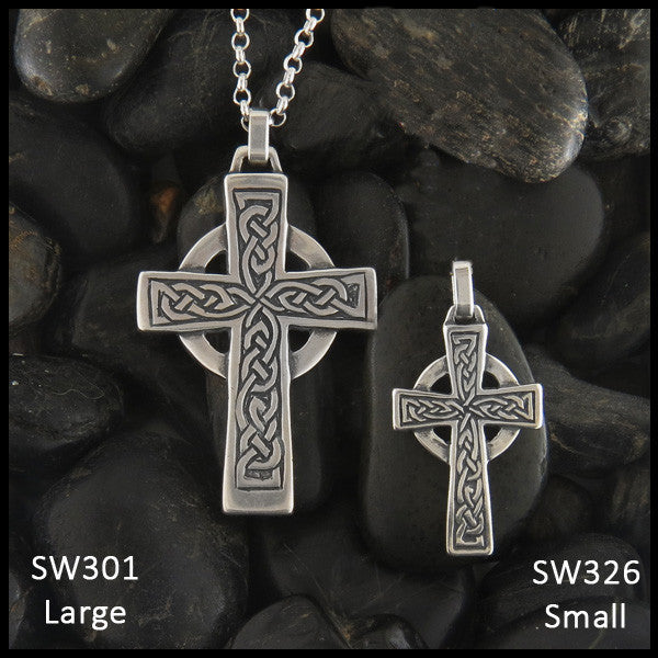 Celtic Cross Pendant Sterling Silver Cross 33 x 15mm