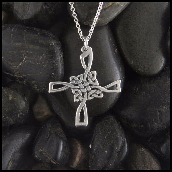 Open Knotwork St Brigid Celtic Cross in Sterling Silver