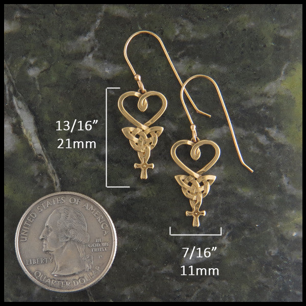 An Teor, The Three, Celtic Pendant and earring set in 14K Gold