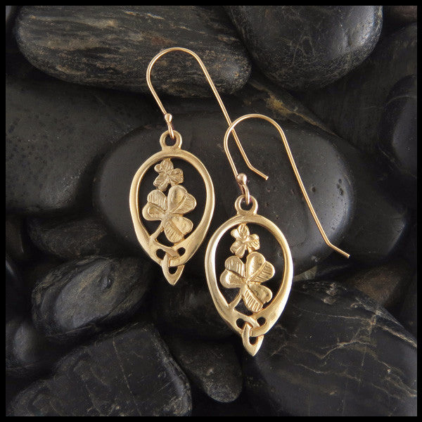 Irish Shamrock earrings in 14K Gold