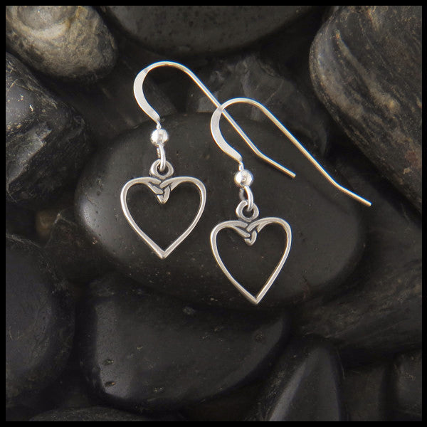 Celtic Heart Knot Earrings in Sterling Silver