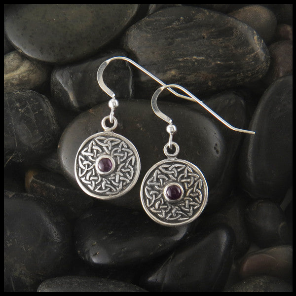 Celtic Drop Wheel of Life earrings with Gemstones