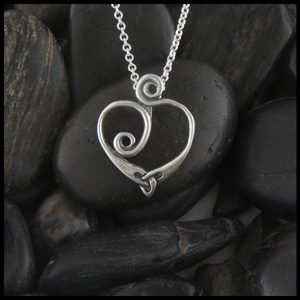 Celtic Spiral heart pendant in Sterling Silver