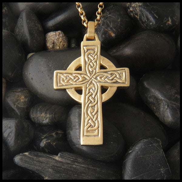 Traditional Celtic Knot Cross in 14K Gold