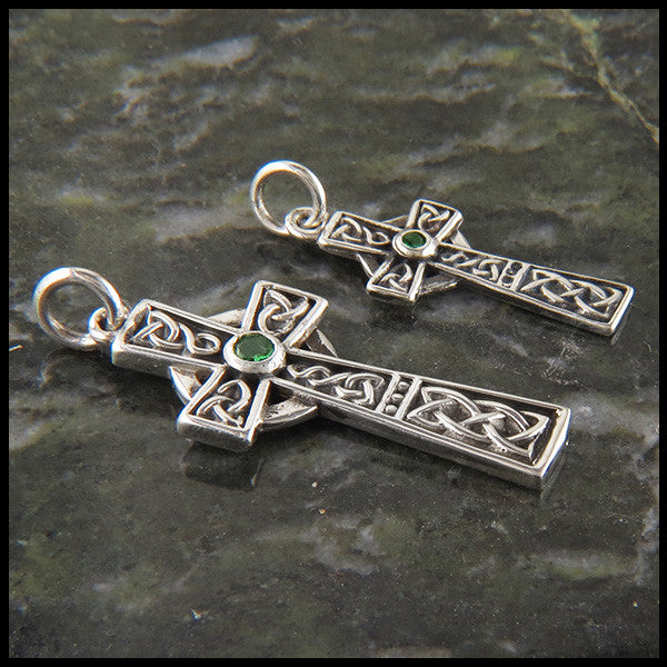 Celtic Cross in Sterling Silver with Gemstones