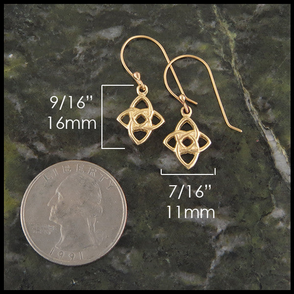 Celtic Knot drop earrings in 14K Gold