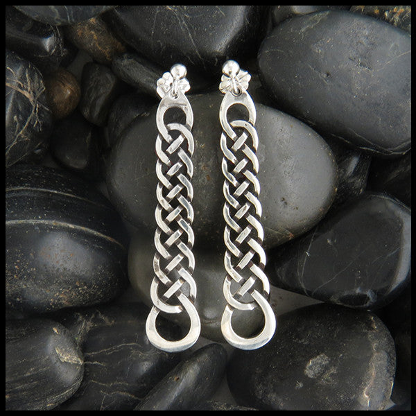 Celtic knot ball drop earrings in silver