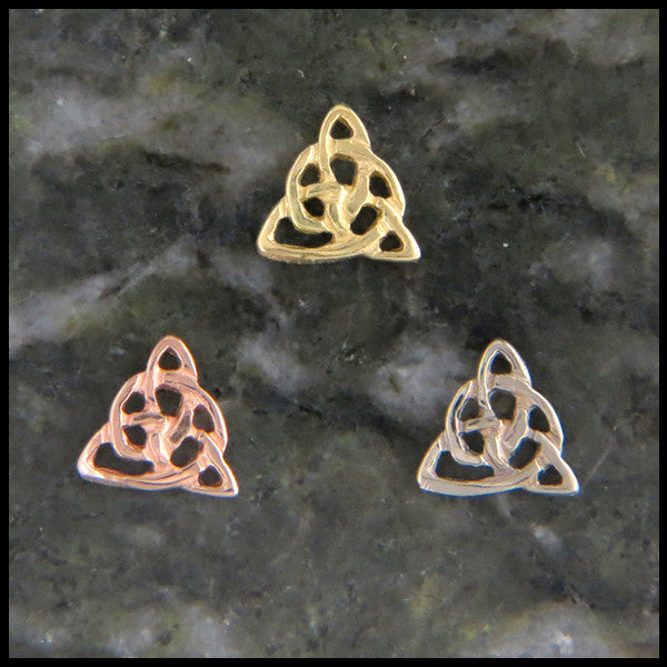 Dainty triquetra post earrings in Gold