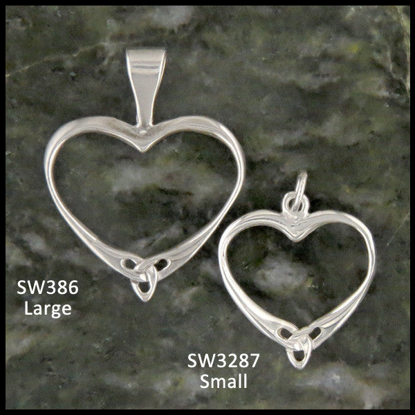 Simple Celtic Knot heart pendants in Sterling Silver