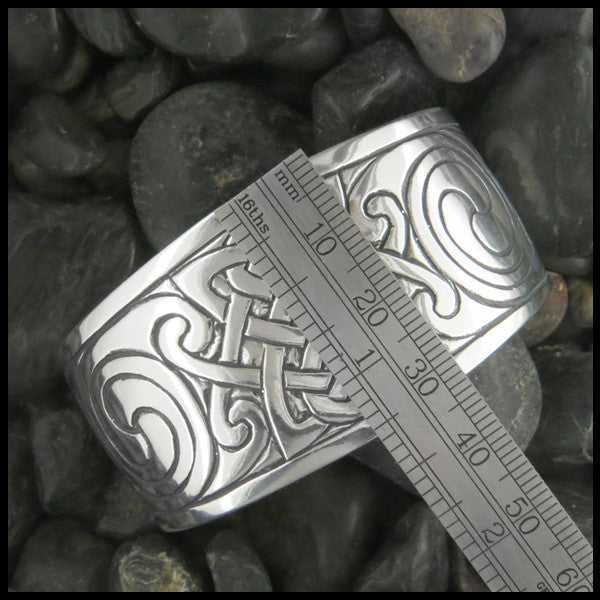 Sterling Silver large cuff Celtic bracelet