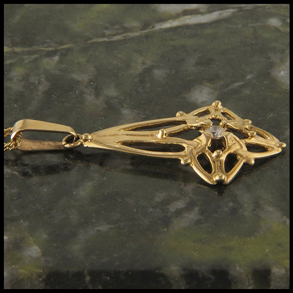 trinity star set pendant earrings gold diamond celtic jewelry